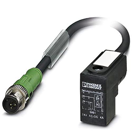 PHOENIX CONTACT SAC-3P-M12MS/5.0-PUR/CI-1L-Z Sensor/Aktor-Kabel, 3 Polig, M12 Stecker Gerade, 5m Kabellänge, Schwarz/Grau von PHOENIX CONTACT