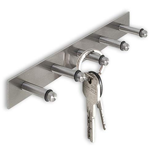 Schlüsselbrett mit 5 Haken aus Edelstahl matt - PHOS Design von PHOS Edelstahl Design