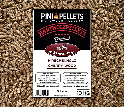 PINI Grillpellets № 8 Kirsche 10 kg BBQ Hartholzpellets zum Grillen Räuchern Smoken von PINI