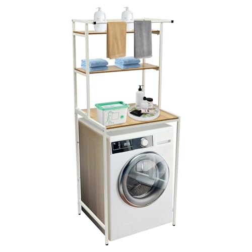 PIOJNYEN 3 Regal Waschmaschinenschrank Waschmaschine überbauschrank Badezimmer-Aufbewahrungsregal über der Toilette Platzsparendes Waschmaschinenregal 69X60X176.5cm(Weiß) von PIOJNYEN