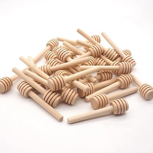 PIQIUQIU 30 Stück Honiglöffel Holz Honig Jam Dipper Sticks Mini Honig Löffel Mini Rührer Stick 8cm/3inch Honigheber Honigspirale für Honiggläser Honig Party von PIQIUQIU