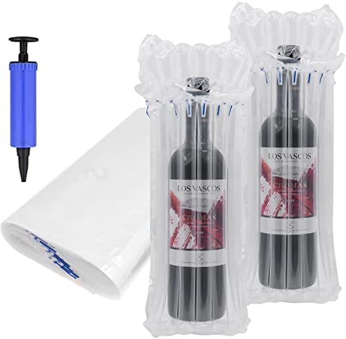 PIQIUQIU 10 Weinflaschen-Schutzvorrichtungen und aufblasbare Luftsäulen Beutel für eine sichere Verpackung und einen sicheren Transport -mit Luftpumpe (Zufällige Farbe) von PIQIUQIU