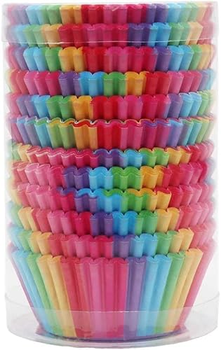 200 Stück Muffin Backformen Cupcake Wrapper Regenbogen Papier Fällen Liners Wrapper Muffinförmchen von PIQIUQIU