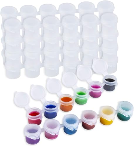 PIQIUQIU Leere Farbstreifen, 10 Streifen 60 Töpfe 3ml Mini-leere Farbtöpfe mit Deckeln, Kunststoff-Aufbewahrungsbehälter zum Organisieren Painterly Paint von PIQIUQIU