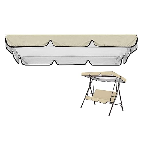 PJDDP Hollywoodschaukel Dachbezug,wasserdichtes Ersatzdach für Hollywoodschaukel 3 Sitzer,UV-Schutz Dach Gartenschaukel Bezug für Hollywoodschaukel/Hängematte,Beige,249X185CM/98x73IN von PJDDP