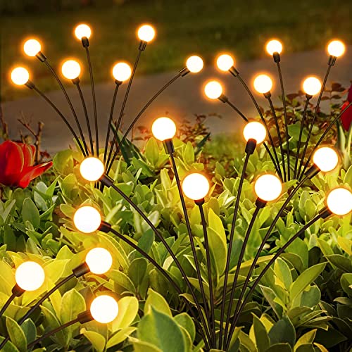 PKKP Firefly Solar Pathway Lights, 2 Stück Außen Beleuchtung Glühwürmchen Licht LED, IP65 Wasserdicht Gartenkunst-Feenbeleuchtung Für Fußweg Yard Patio Walkway Decor, 10LED von PKKP