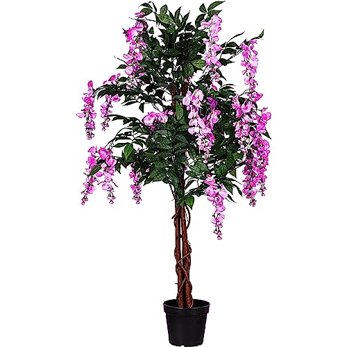 PLANTASIA Kunstpflanze Wisteria Baum Pink 120 cm von PLANTASIA