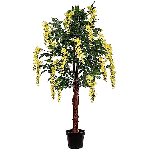 PLANTASIA Kunstpflanze Wisteria Baum Gelb 120 cm von PLANTASIA