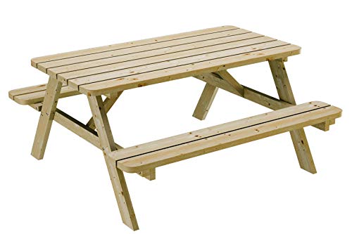 PLATAN ROOM Picknick Sitzgruppe aus Holz Tisch Bank Kiefernholz massiv 35 mm Bierbank stabil und robust (120 cm) von PLATAN ROOM