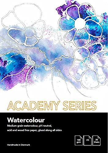 PLAY-CUT Academy Series Aquarellpapier A5 (Weiß) | Aquarellblock 180g/m2 mit 20 Blättern Aquarell Papier | Malblock Din A5 | Watercolor Block für Aquarellfarben von PLAY-CUT