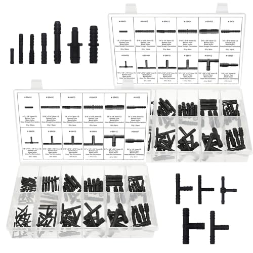 PLLYPE 226 Stück Schlauchverbinder Sortiment, T-Verbinder Schlauchverbinder Set, Bewässerung Anschluss Kit, Schlauchverbinder Set,Effizientes Zubehör Für Scheibenwaschanlagen Gartenbewässerungsanlagen von PLLYPE