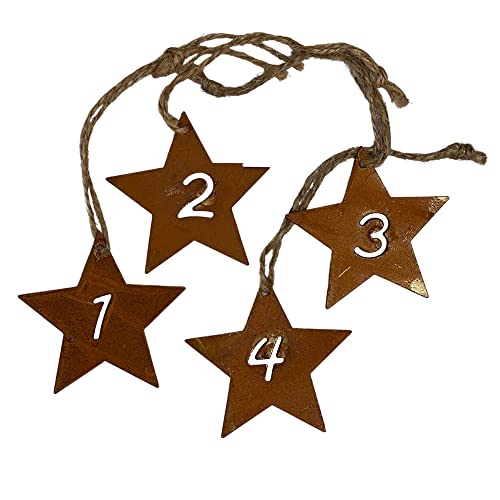 PO Adventszahlen 'Stern' aus Metall mit Rostfinish 4er-Set von PO