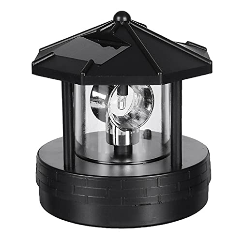 POHOVE Solar-Leuchtturm, LED-rotierender Leuchtturm, 360 Grad drehbare Solarlampe, LED-drehende Solar-Gartenleuchten, wasserdichte Beacon-Lampe, Outdoor-Ornament-Dekoration für Rasen, Terrasse von POHOVE