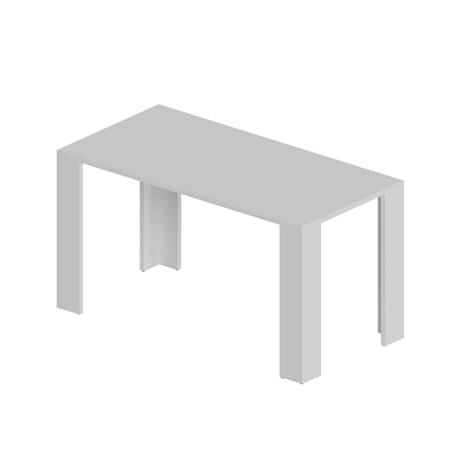 POKAR Esszimmertisch, Esstisch, Küchentisch, Schreibtisch mit 2.5 cm Tischplatte, Weiß, 140 x 60 x 75 cm von POKAR