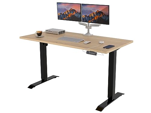POKAR Höhenverstellbarer Schreibtisch Höhenverstellbar Elektrisch Bürotisch mit Tischplatte (Eichen Sonoma, 120 x 80) von POKAR