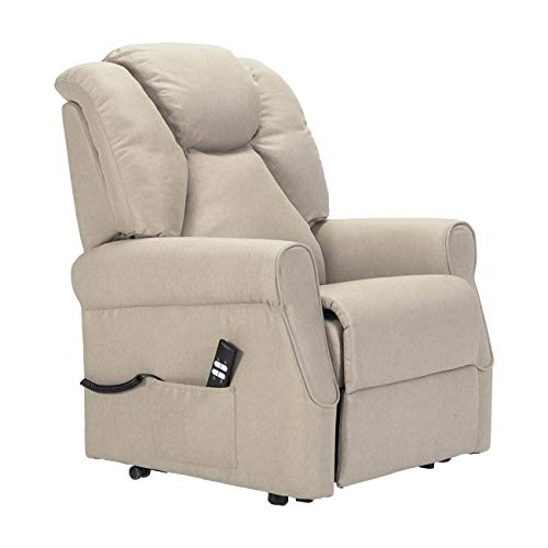 POLTRONE ITALIA PI - Angela 2 Motoren fernsehsessel mit aufstehhilfe elektrisch Medizinisches Gerät Trolley-Räder Flauschige Mikrofedersitz schmutzabweisend seniorensessel relaxsessel Hellbeige von POLTRONE ITALIA