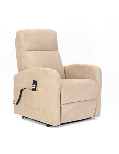 POLTRONE ITALIA PI - Chanel 2 Motoren Sessel mit aufstehhilfe Medizinisches Gerät 2 Räder Mikrofedersitz Flauschige fernsehsessel elektrisch schlafsessel Kamel von POLTRONE ITALIA