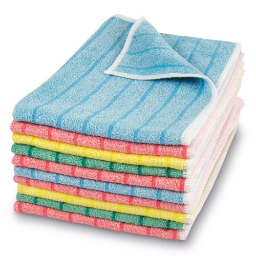 POLYCLEAN 10x Microstripe strapazierfähiges Universal-Mikrofasertuch – leistungsstarkes Putztuch – hochwertiges Allzwecktuch (40 x 30 cm, bunt, 10 Stück) von POLYCLEAN