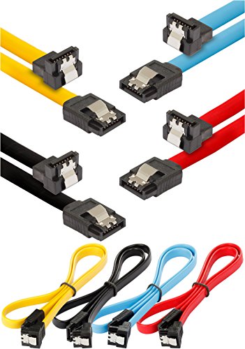 POPPSTAR 4x SATA Kabel SSD/HDD (0,5m SSD Datenkabel/SATA 3 Kabel SSD, gerade Stecker auf gewinkelt) bis zu 6 Gbit/s, schwarz, gelb, rot, blau von POPPSTAR