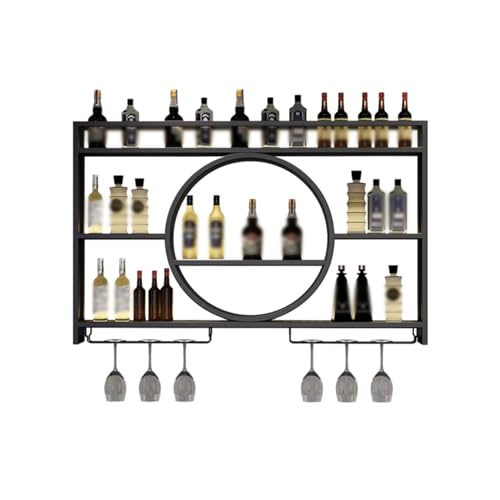 Metall-Weinregal zur Wandmontage Champagnerglasregal 3-stufiges Multifunktionales Weinlager-Präsentationsregal Weinflaschen und Glashalter für Zuhause Küche Bar Geschenk für Weinliebhaber ( Color : Ne von POWRZZZY