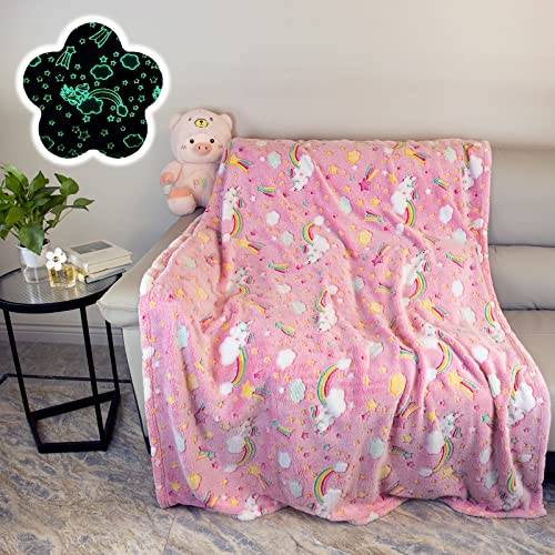 PQCXXA Kuscheldecke Kinder Mädchen,Einhorn Decke Kuscheldecke Kinder Mädchen Flauschige, Rosa Weiche Flanelldecken für Mädchen Geschenke (Regenbogen-Einhorn-B, 130x150cm) von PQCXXA