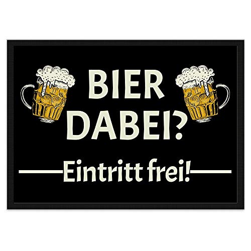 PR Print Royal Lustige Fußmatte mit Spruch für die Haustür - Bier dabei Eintritt frei! - Fußabtreter als Geschenkidee für Männer - rutschfest, 60 x 40 cm von PR Print Royal