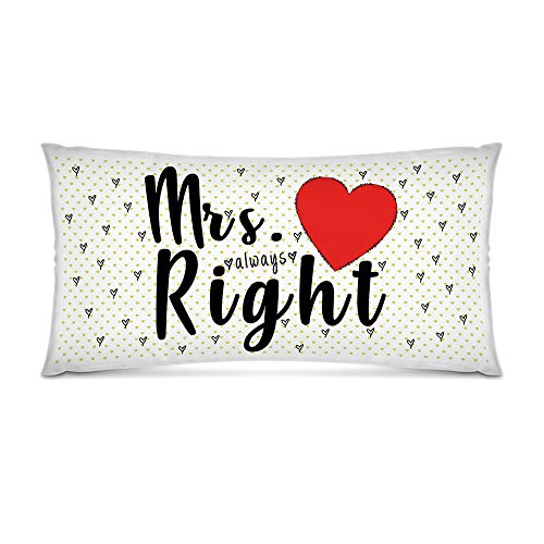 PR Print Royal XXL-Deko-Kissen mit Spruch Mrs. Right - 80 x 40 cm/Geschenk-Idee/Wohnen/Dekoration/Familie/Kopf-Kissen - inkl. Kissenfüllung von PR Print Royal