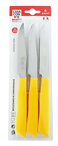 PRATESI Packung mit 6 BIST.cm.11 GELBEN Happy Color LINE Messer, 18/8 Edelstahl, Multicolor, one Size von PRATESI