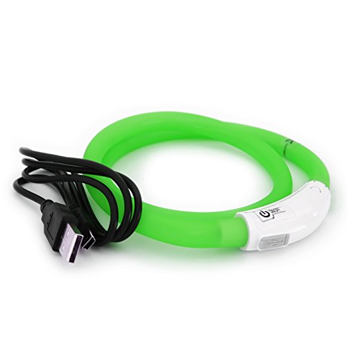 LED Hundehalsband in grün Leuchthalsband aufladbar per USB Halsband individuell kürzbar PRECORN von PRECORN