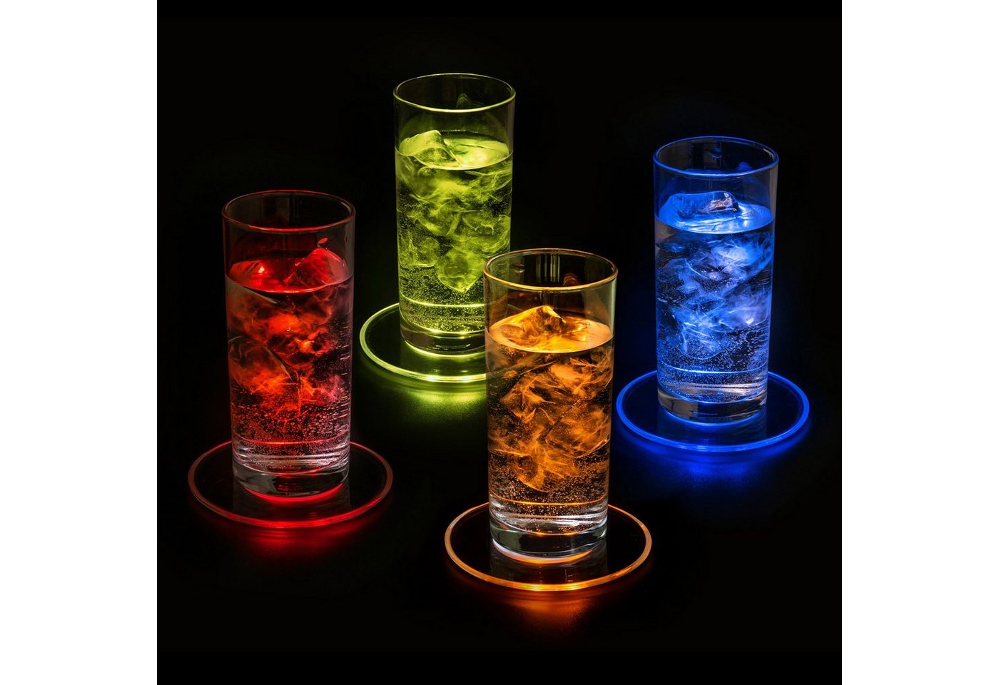 PRECORN Bierdeckel 4er LED Untersetzer Bierdeckel Leuchtend f. Getränke Gläser Flaschen von PRECORN