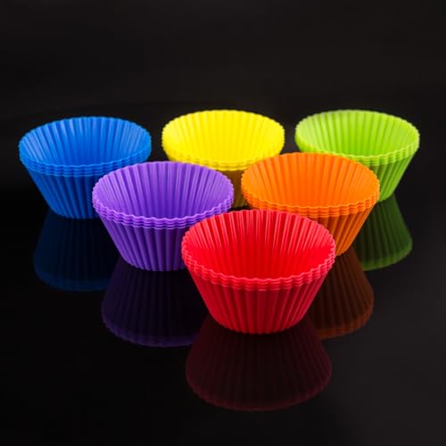 PRECORN Cupcake-Formen Muffinformen 24er-Set: Vielfarbige, Wiederverwendbare Silikon-Muffinförmchen Cupcakeförmchen Muffin-Back-Form - Perfekt für Leckere Muffins und Mehr! BPA-frei und Hitzebeständig von PRECORN