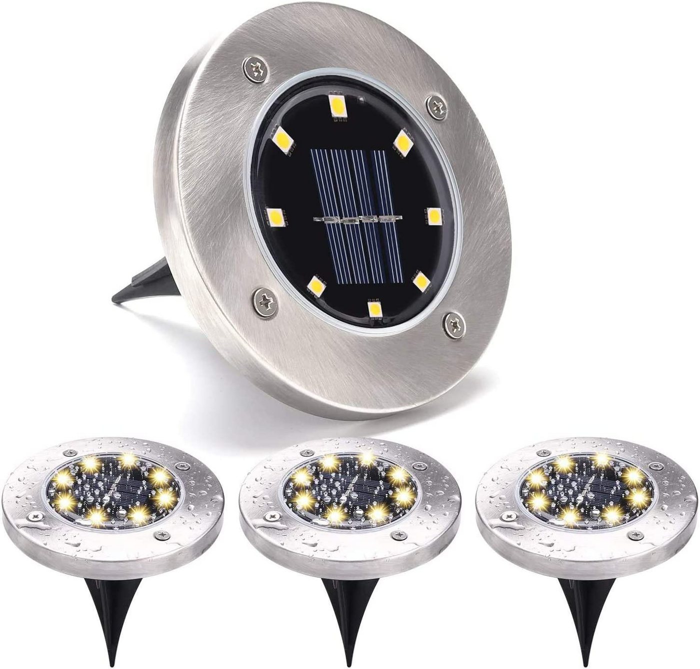 PRECORN LED Solarleuchte 4x LED Solar Bodenleuchten für Garten und Außenbereich Solarlampen von PRECORN