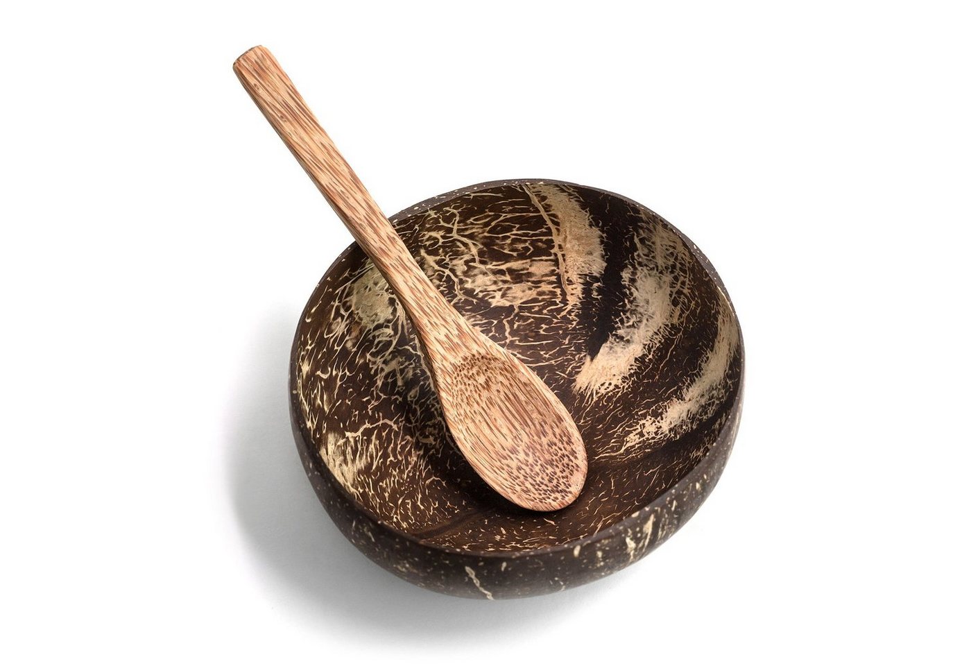 PRECORN Müslischüssel Coconut Bowl Schüssel mit Löffel Vegan Buddha Bowl Kokosnuss Schale, (1-tlg) von PRECORN