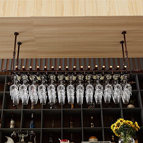 PRESSLAY Weinregal Schwarzer Weinglashalter, Moderne Weinflaschenregale zum Aufhängen an der Decke für Zuhause, Bar, Restaurant, Kelche, Stielgläser, dekorativer Rahmen (Größe: 60 x 30 cm) von PRESSLAY