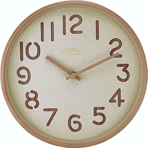 PRIM Organic Soft - C Holz Wanduhr, Quarz-Uhrwerk Sweep, mit einem Innenteil aus feinem Teppich, Ivory, Wanddeko, Schöne Wanddeko für jeden Raum, Wohnzimmer, Schlafzimmer, Küche, Büro von PRIM