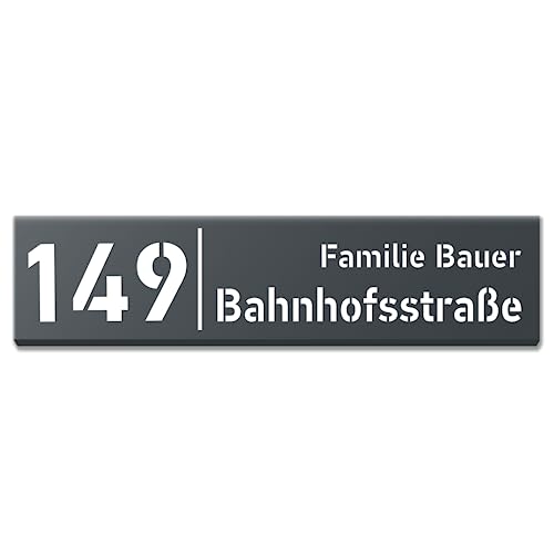 40x10cm Personalisieren Sie Ihre Modern Hausnummer Beleuchtet LED, 230V mit Dämmerungssensor, Hausnummer Anthrazit aus Aluminium-Dibond ist Langlebig, Wetterfest, Geringer Stromverbrauch 6W / A++ von PRINTIMA