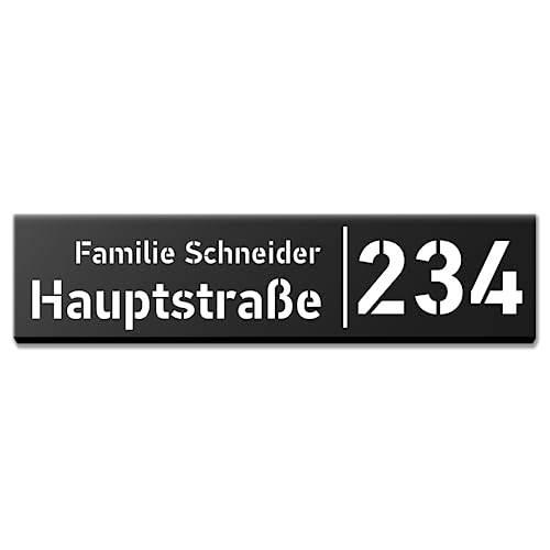 40x10cm Personalisieren Sie Ihre Modern Hausnummer Beleuchtet LED, 230V mit Dämmerungssensor, Hausnummer Schwarz aus Aluminium-Dibond ist Langlebig, Wetterfest, Geringer Stromverbrauch 6W / A++ von PRINTIMA