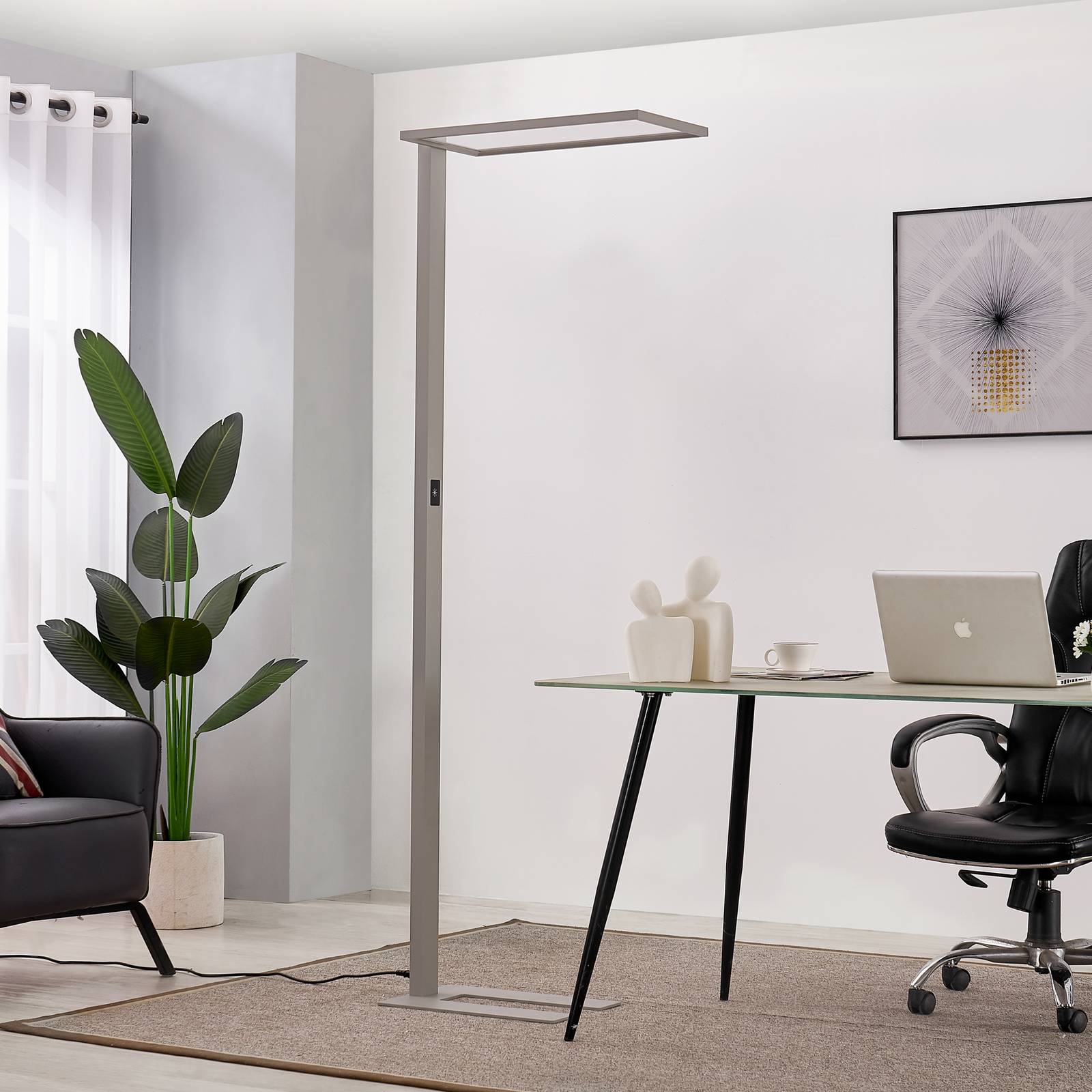 Prios Taronis LED-Büro-Stehlampe, Dimmer, silber von PRIOS