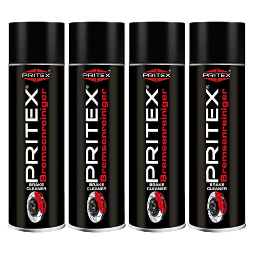 PRITEX – Bremsenreiniger Spray 4 x 500 ml – Auto Teilereiniger zur Entfettung von Bremsen, Kupplungen, Motor- & Maschinenteilen – rückstandsfrei & umweltneutral von PRITEX