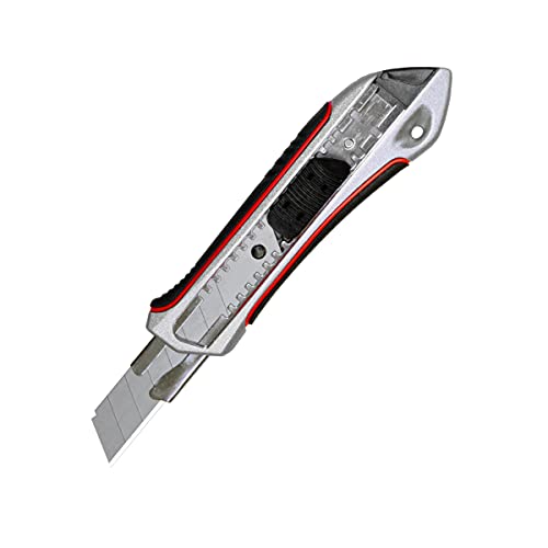 Pemium Cuttermesser 18 mm Teppichmesser 1 Stück Alu Druckguss gummierter Griff | Profi Cutter für 18 mm Abbrechklingen von PRITEX