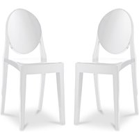 Privatefloor - 2er-Pack transparente Esszimmerstühle - Victoria Queen Weiß - pc, Kunststoff - Weiß von PRIVATEFLOOR