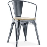Privatefloor - Stylix Stuhl mit Armlehne - Metall und helles Holz Industriale - Holz, Eisen - Industriale von PRIVATEFLOOR