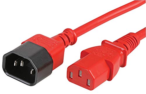 Pro Elec PELR0014 IEC Stecker C14 auf Buchse C13 Verlängerungskabel, rot, 1,5 m, 10 A, 250 V von Pro Elec