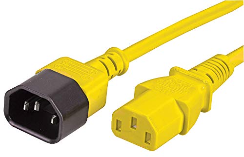 Pro Elec PELR0020 IEC Stecker C14 auf Buchse C13 Verlängerungskabel, gelb, 1 m, 10 A, 250 V von Pro Elec