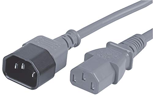 Pro Elec PELR0026 IEC Stecker C14 auf Buchse C13 Verlängerungskabel, grau, 3 m, 10 A, 250 V von Pro Elec