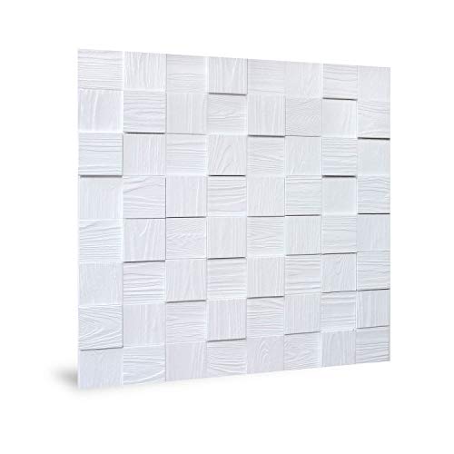PRO[f]home® - Wandpaneel 3D - 704498 Harmony Cubes Wood Grain White Dekorpaneel geprägt in Holz Optik matt weiß 2,2 m2 Profhome von PRO[f]home