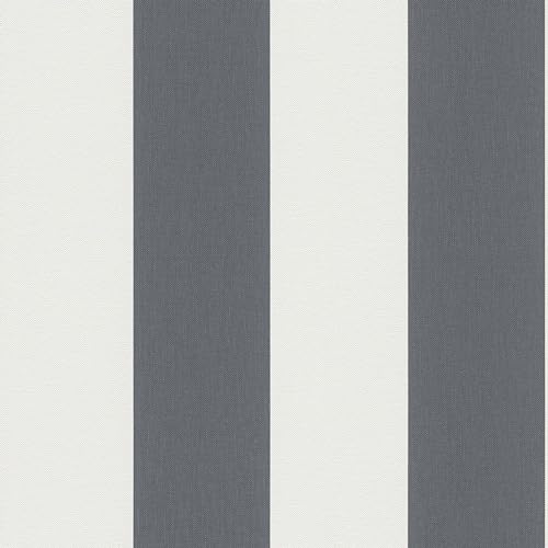 Streifen Tapete Profhome 179050-GU Vliestapete strukturiert im traditionellen Stil matt grau weiß 5,33 m2 von PRO[f]home