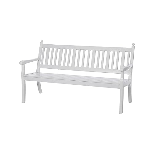 PROREGAL Gartenbank Aruba | 3-Sitzer | Weiß | HxBxT 88x160x69cm | Witterungs- & UV-beständiger Kunststoff | Parkbank Sitzbank Außenbereich Garten Balkon Terrasse von PROREGAL