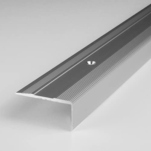 PROVISTON | Treppenkante | Aluminium eloxiert | Silber | Breite 36 mm | Höhe 15 mm | Länge 1000 mm | Gebohrt | Treppenkantenprofil | Treppenwinkel | Winkelprofil | Kombiwinkel | 1 Stück von PROVISTON