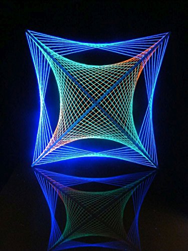 PSYWORK Schwarzlicht 2D StringArt Fadendeko Psychedelic Spiderweb, 90cm von PSYWORK